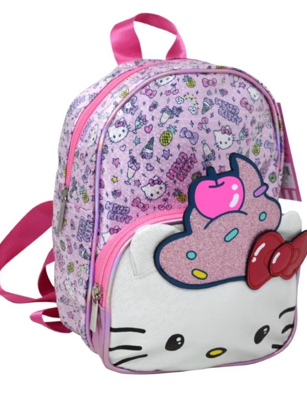 Hello Kitty Cupcake Mini Deluxe Baby Backpack with Sequins NWT Pink Iridescent